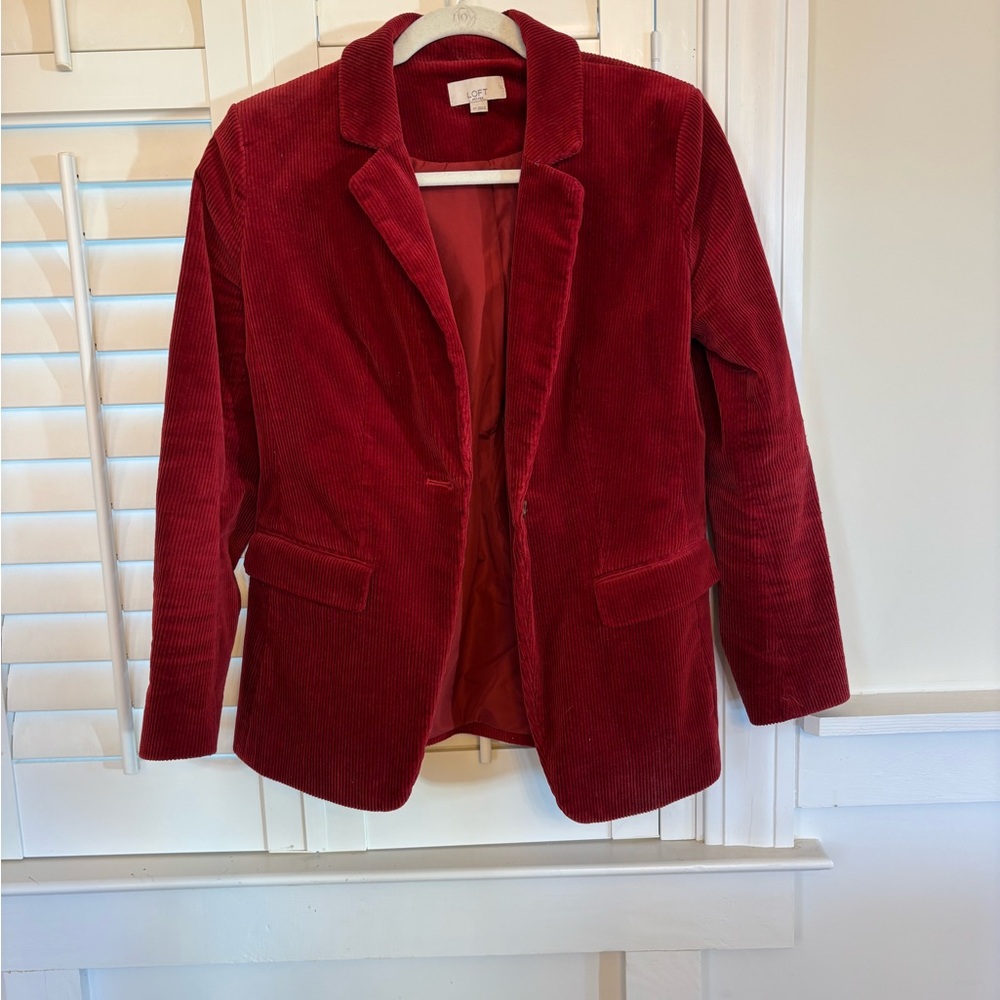 LOFT Red Corduroy Blazer